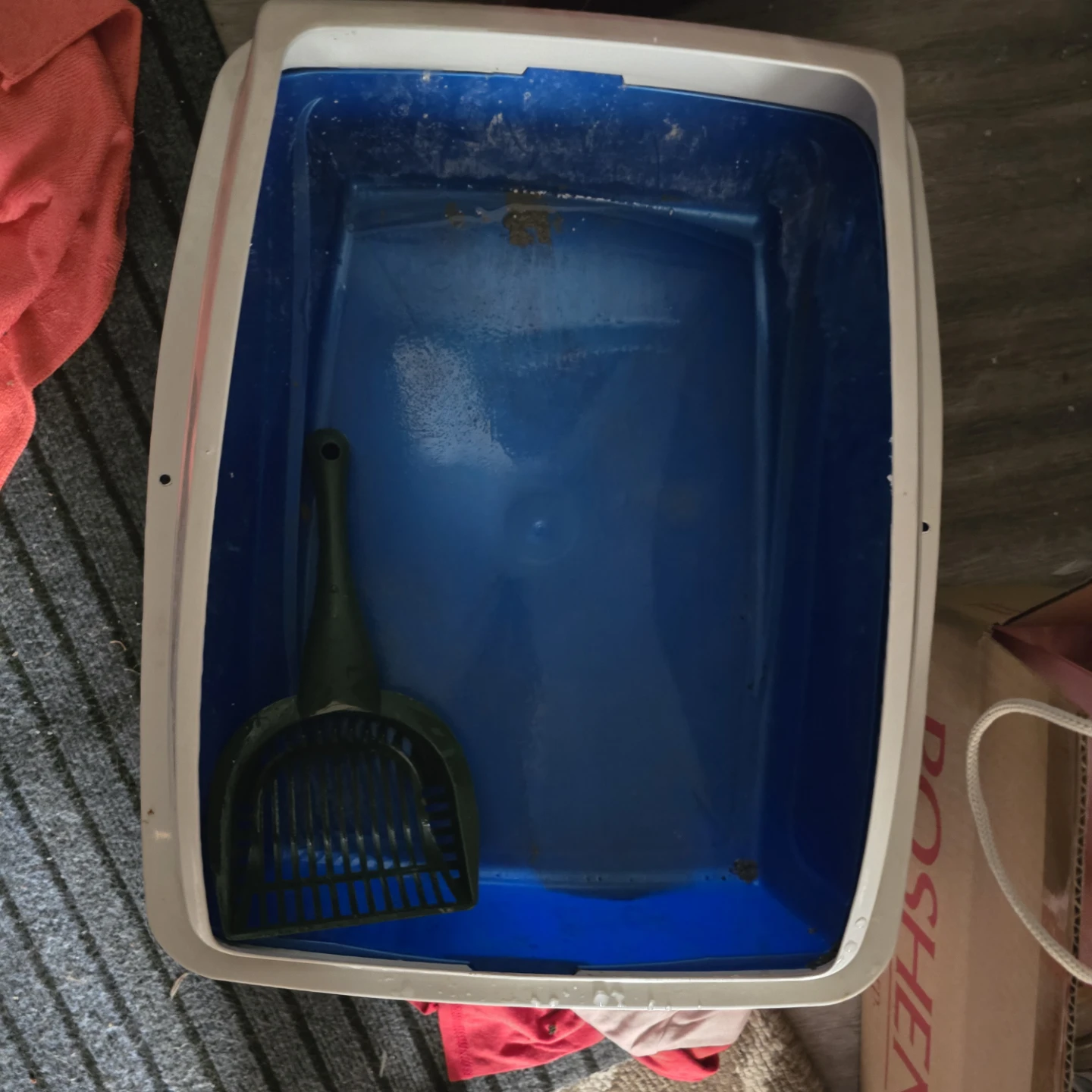 Blue and White Cat Litter Box with Scoop