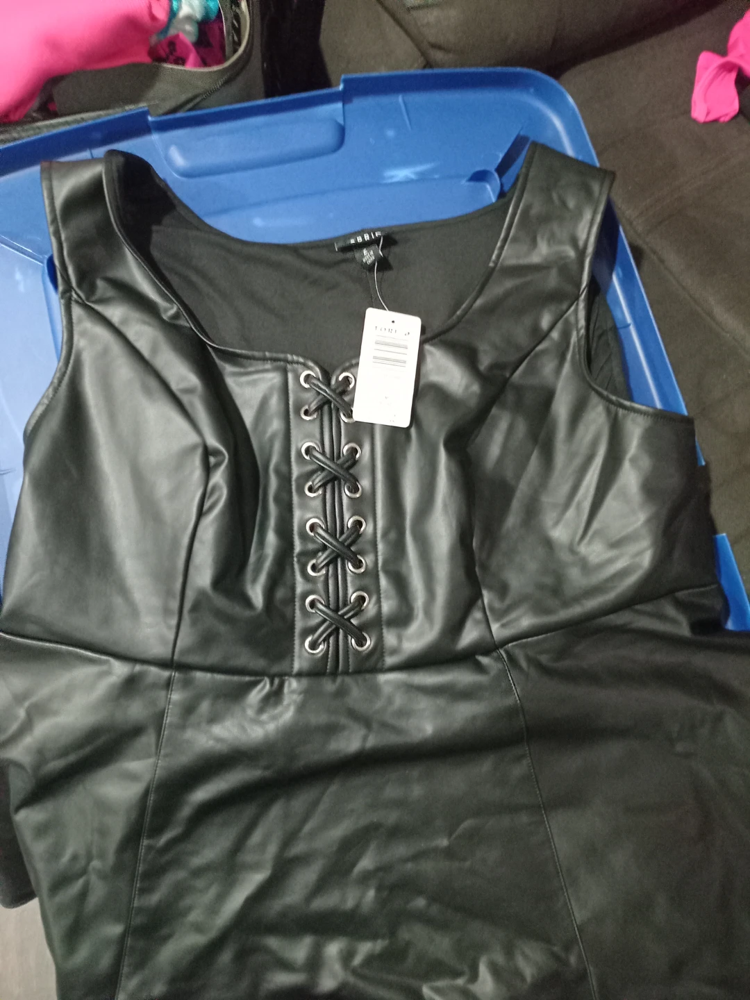 Black Faux Leather Corset Top - photo 4