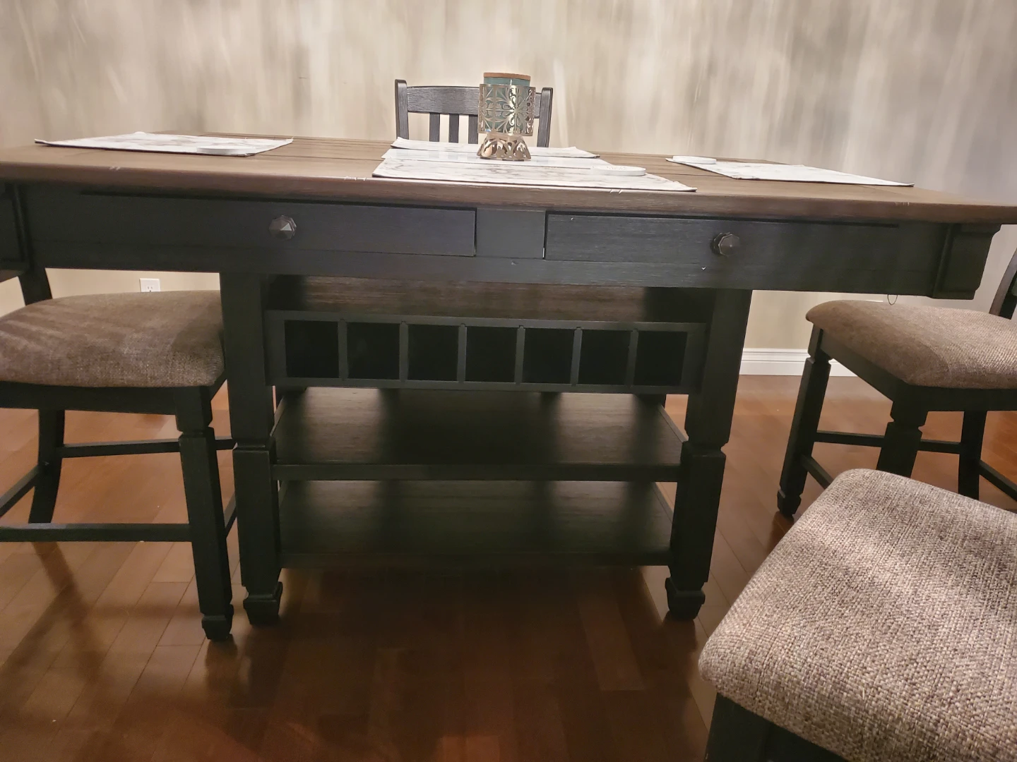 Dining Table with Wine Rack and Drawers - photo 2