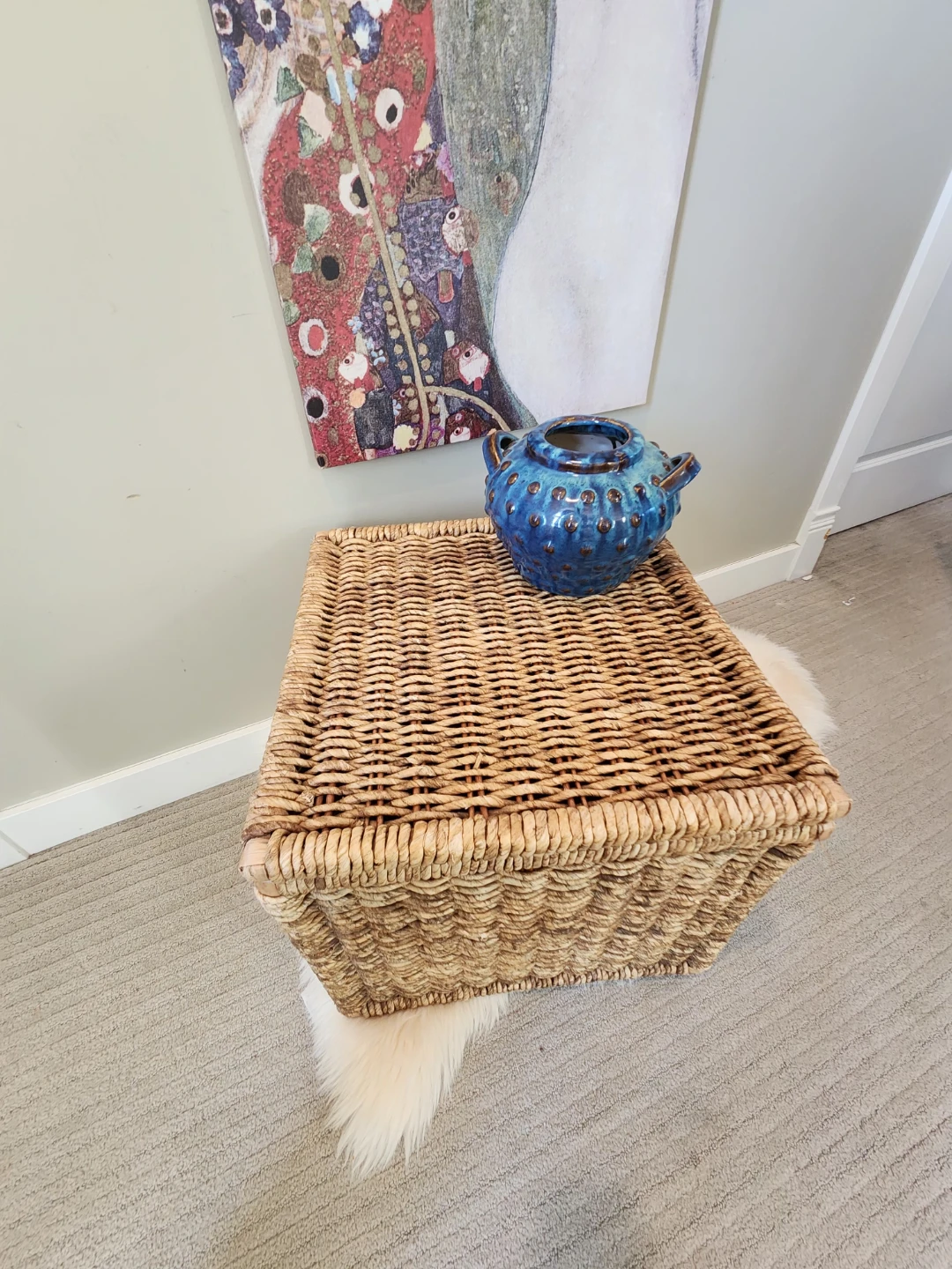 LIKE NEW Woven Storage Basket with Lid