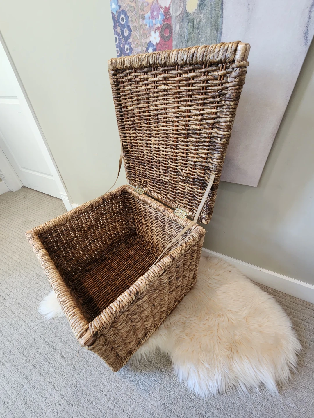 LIKE NEW Woven Storage Basket with Lid - photo 2