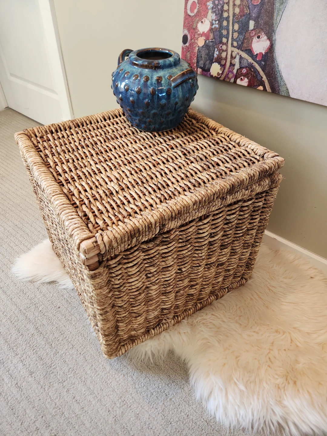 LIKE NEW Woven Storage Basket with Lid - photo 3