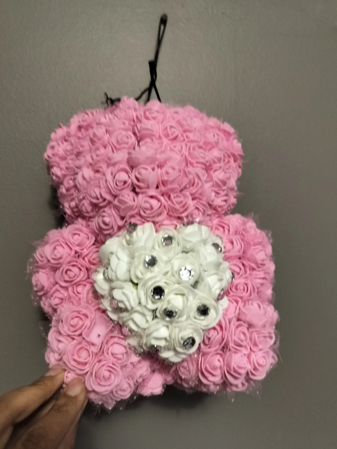 Pink Rose Teddy Bear Decoration