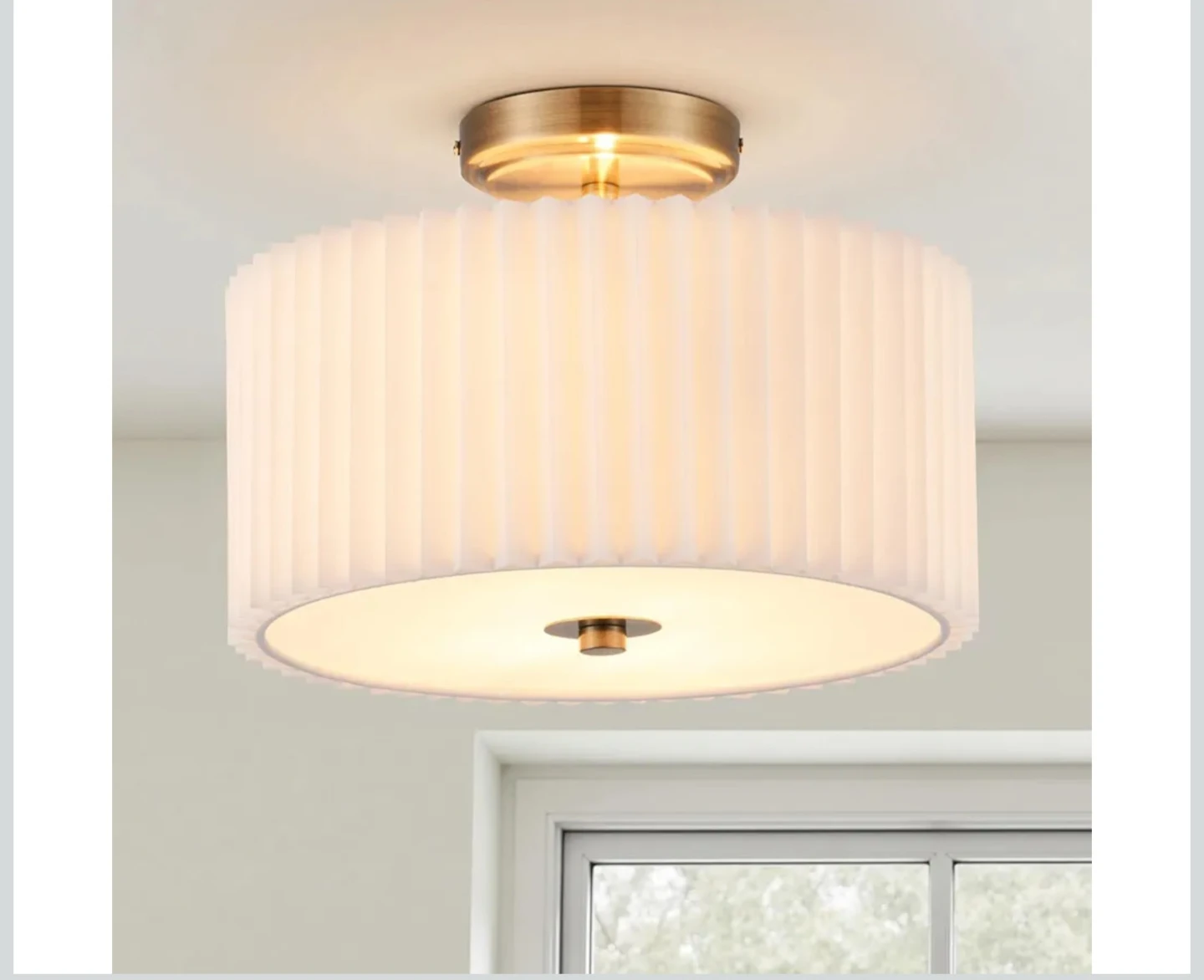 VONLUCE Semi Flush Mount Ceiling Light, 13'' Drum Ceiling Light