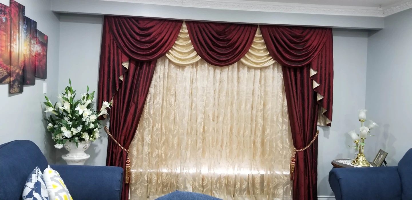 Burgundy and Gold Drapes with Valance - photo 4