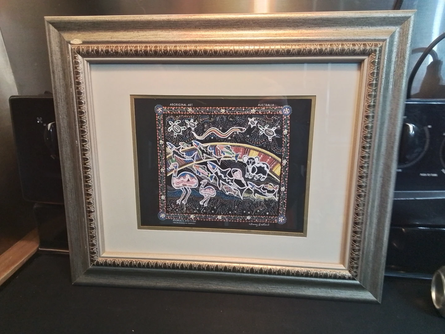 Framed Aboriginal Art - Animals and Fish by Danny Eastwood