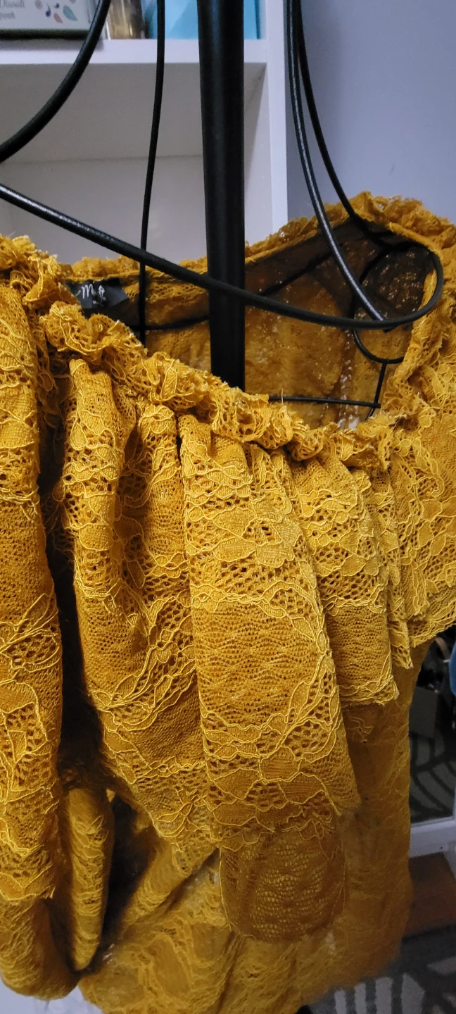 🌱 Maryley Mustard Yellow Lace Blouse - M/44 - photo 4
