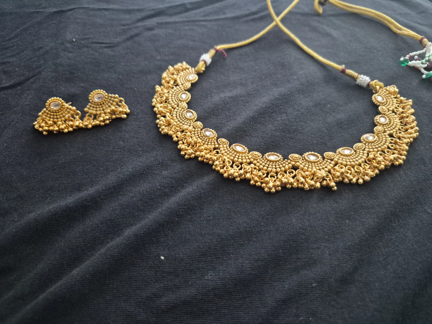 Gold Tone Choker Necklace and Earring Set - photo 3