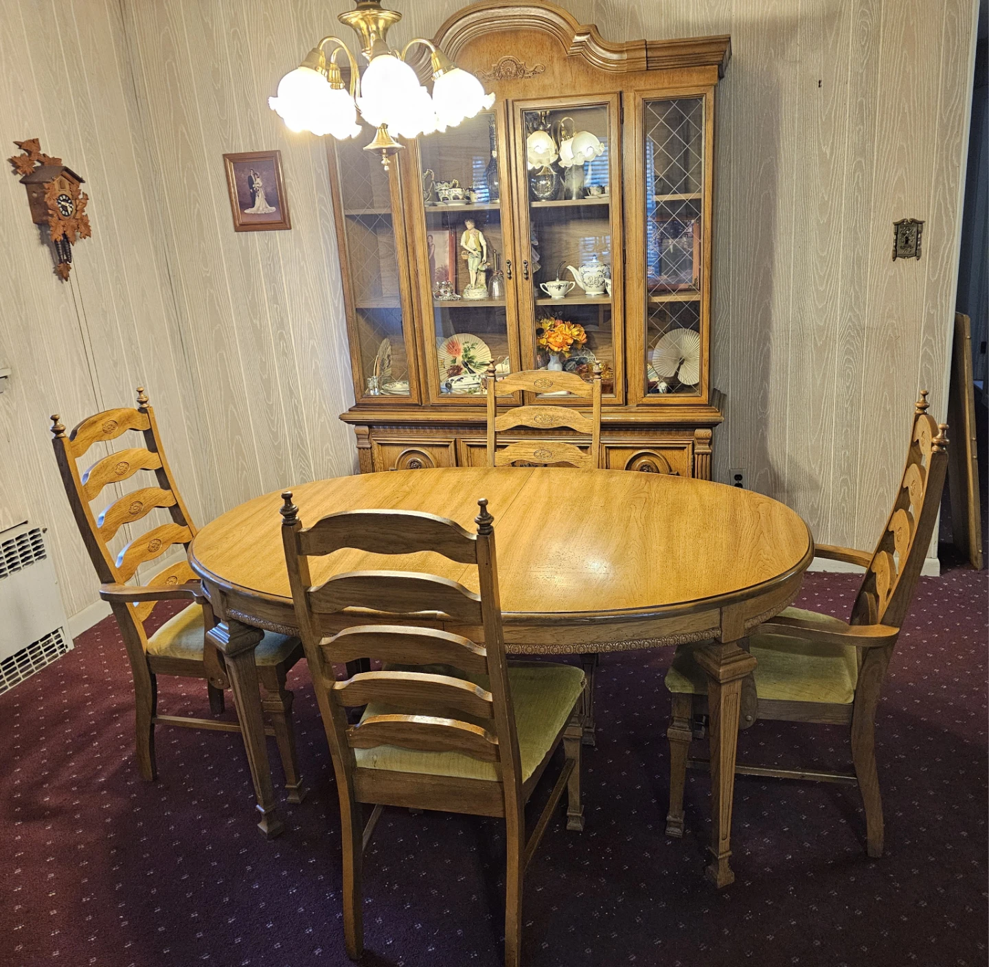 Vintage Wood Dining room set: table, chairs, China closet - photo 4