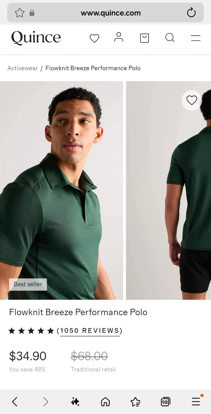 Quince Flowknit Breeze Performance Polo Olive Green - photo 4