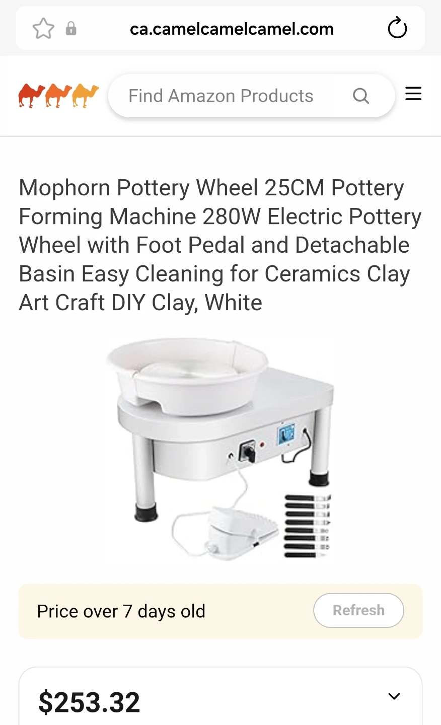 Mophorn 25CM Pottery Wheel 280W with Foot Pedal - White