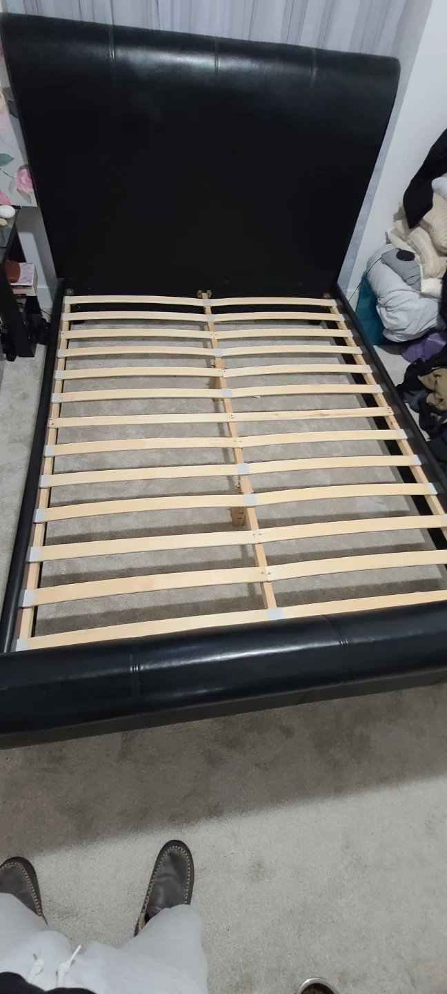 Black Faux Leather Sleigh Bed Frame - photo 2