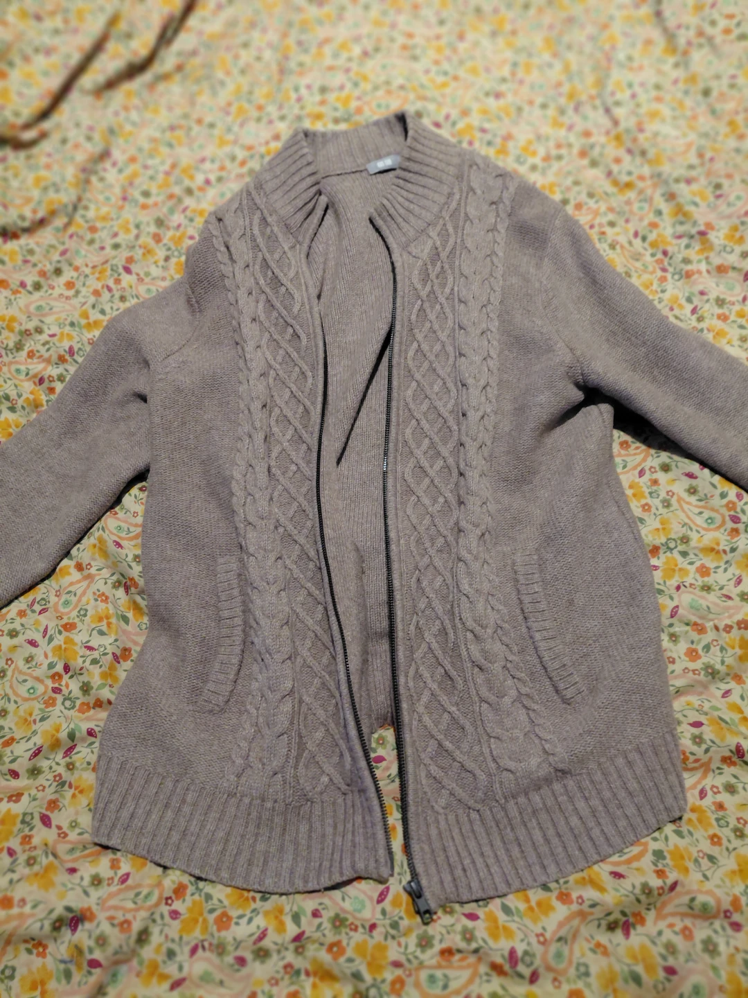 Men's Cable Knit Zip-Up Cardigan Sweater