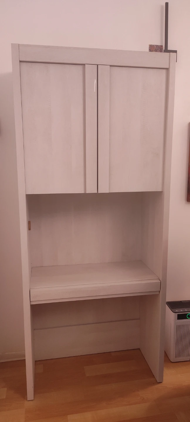 White Desk with Hutch and Cabinet