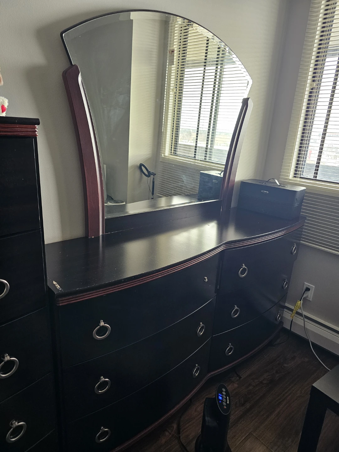 Dark Wood Dresser and Vanity Set with Mirror - photo 2