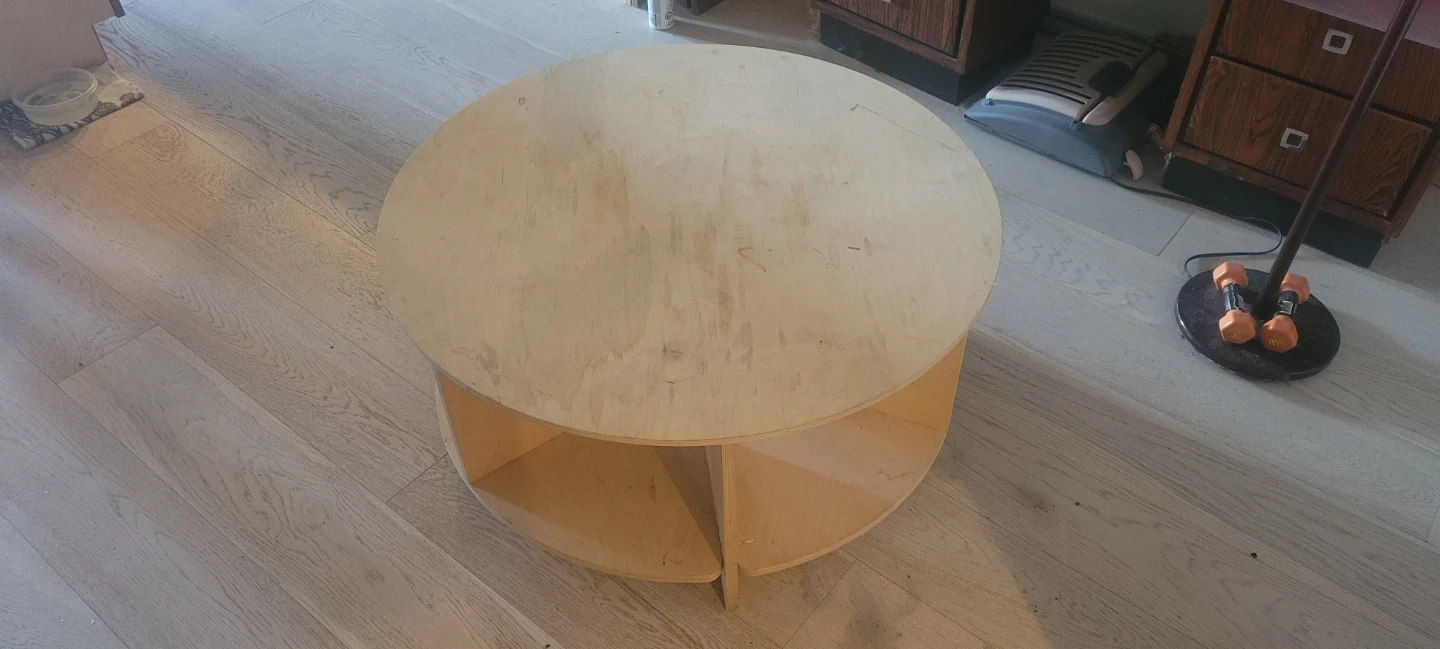 Free Round plywood Coffee Table with Storage