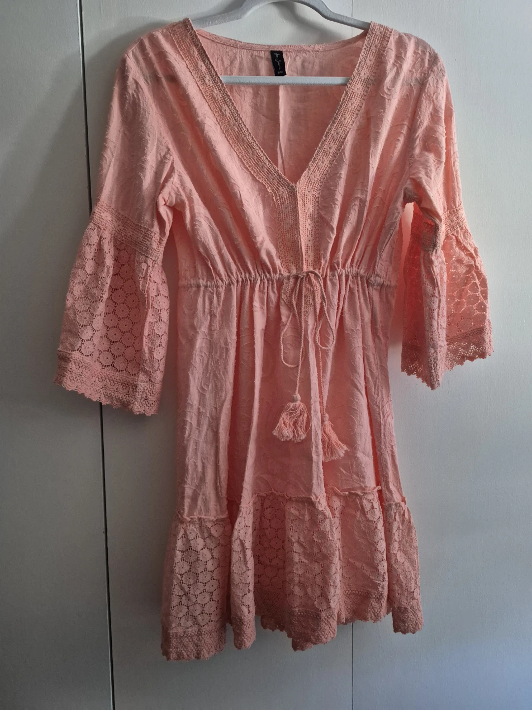 Coral Crochet Trim Tunic Dress