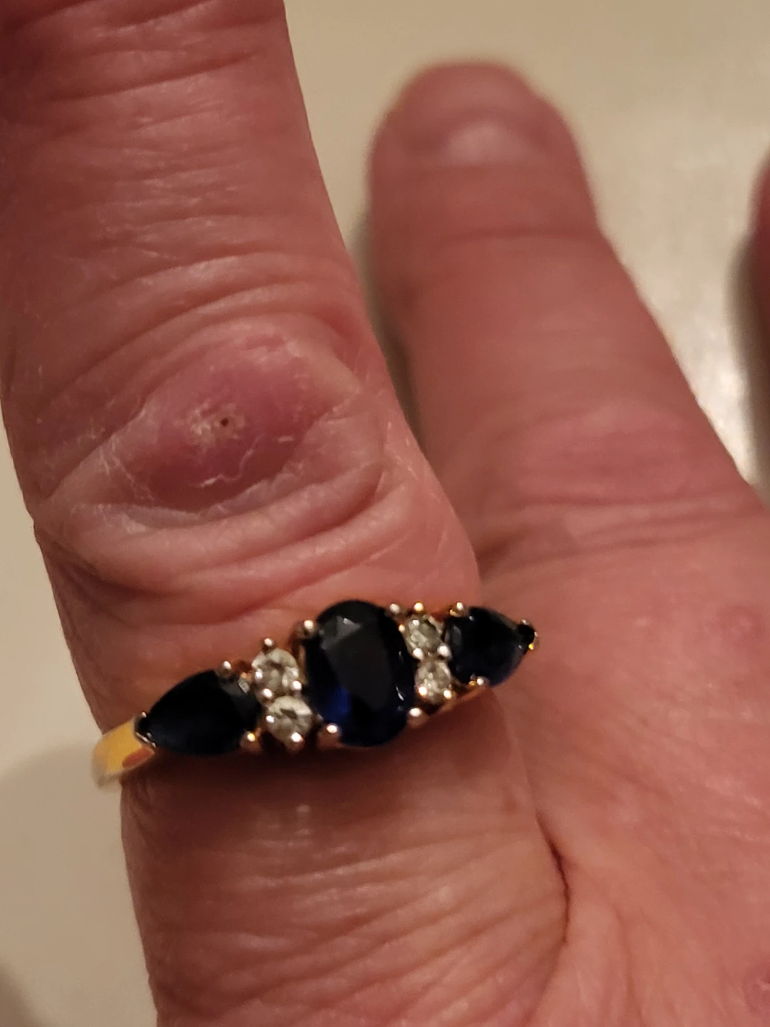 Gold Plated Blue Stone and CZ Ring - photo 2