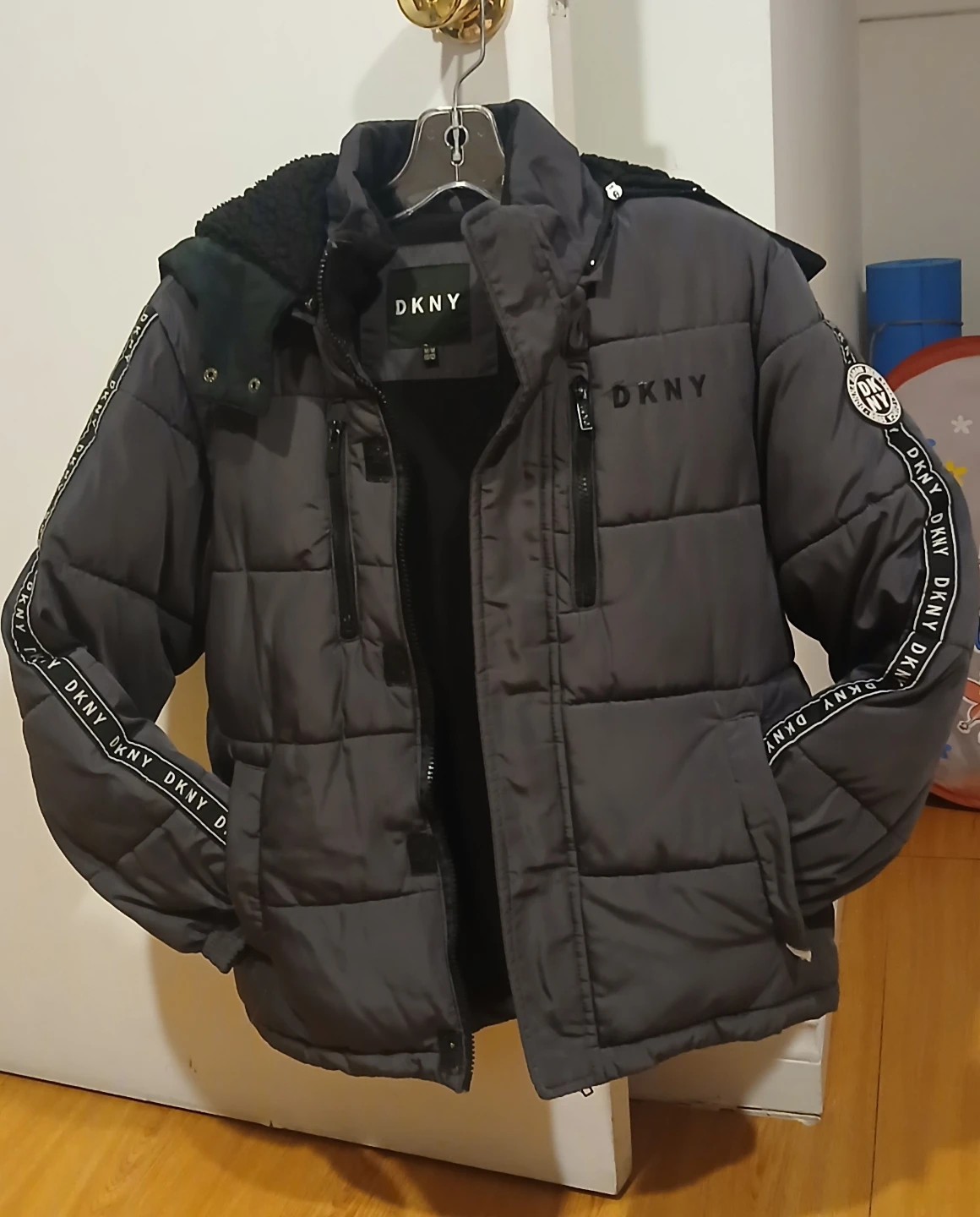 DKNY Puffer Jacket with Sherpa Lined Hood
