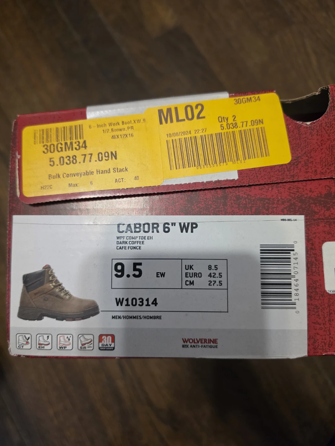 Wolverine Cabor 6" WP Work Boot Size 9.5 - photo 3
