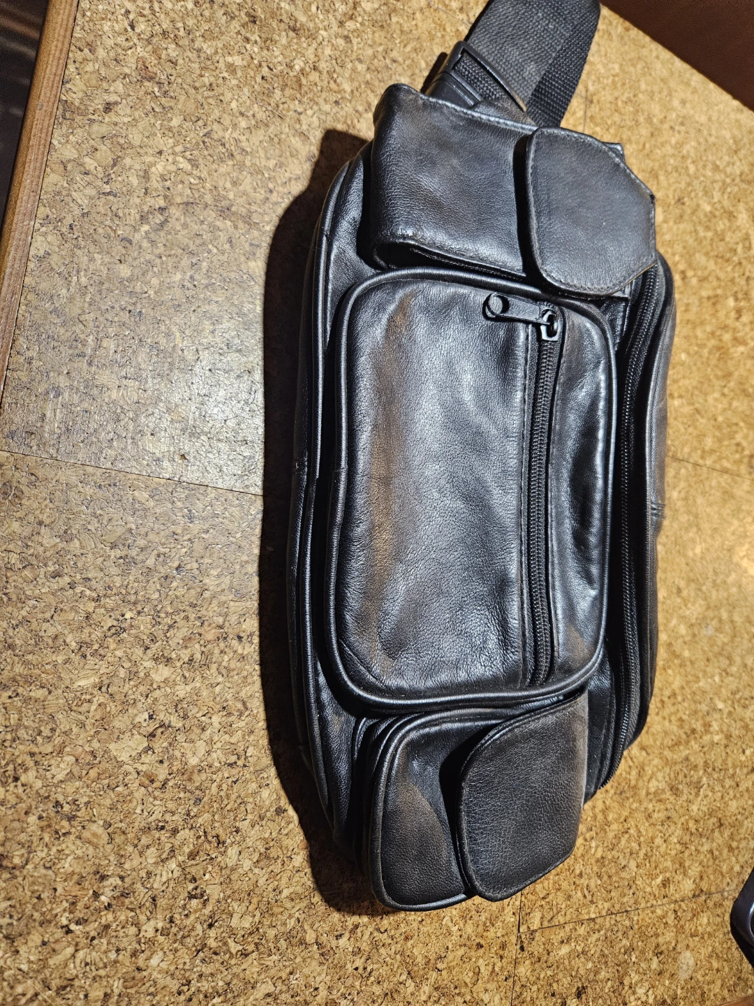 Black Leather Fanny Pack / Sling Bag - photo 2