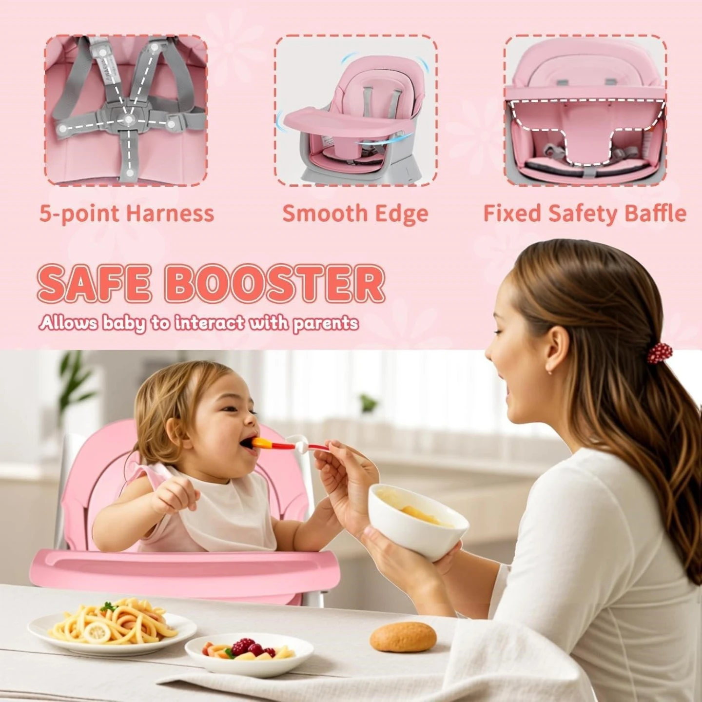 BN - Pink 8-in-1 Baby Highchair and Table Set - photo 3
