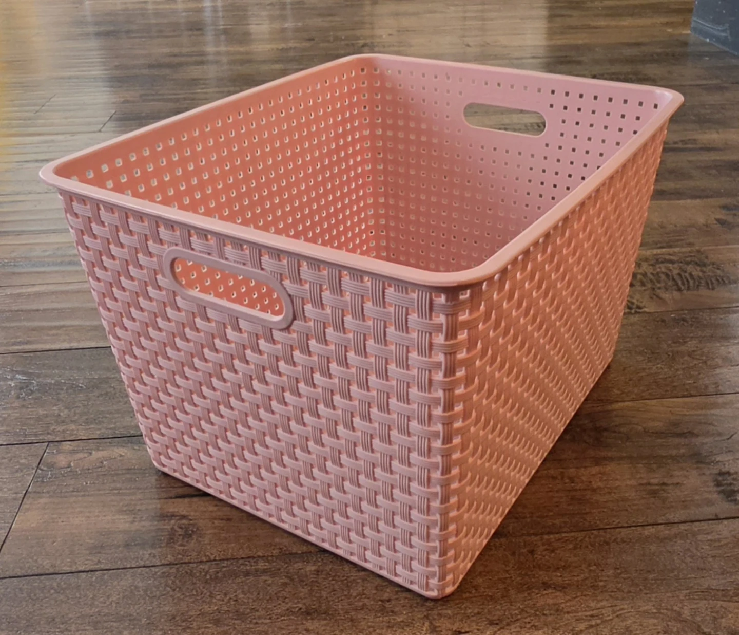 Pink Plastic Storage Basket with Handles