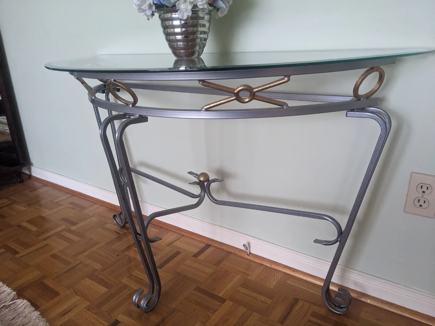 Glass Top Console Table with Metal Base - photo 2