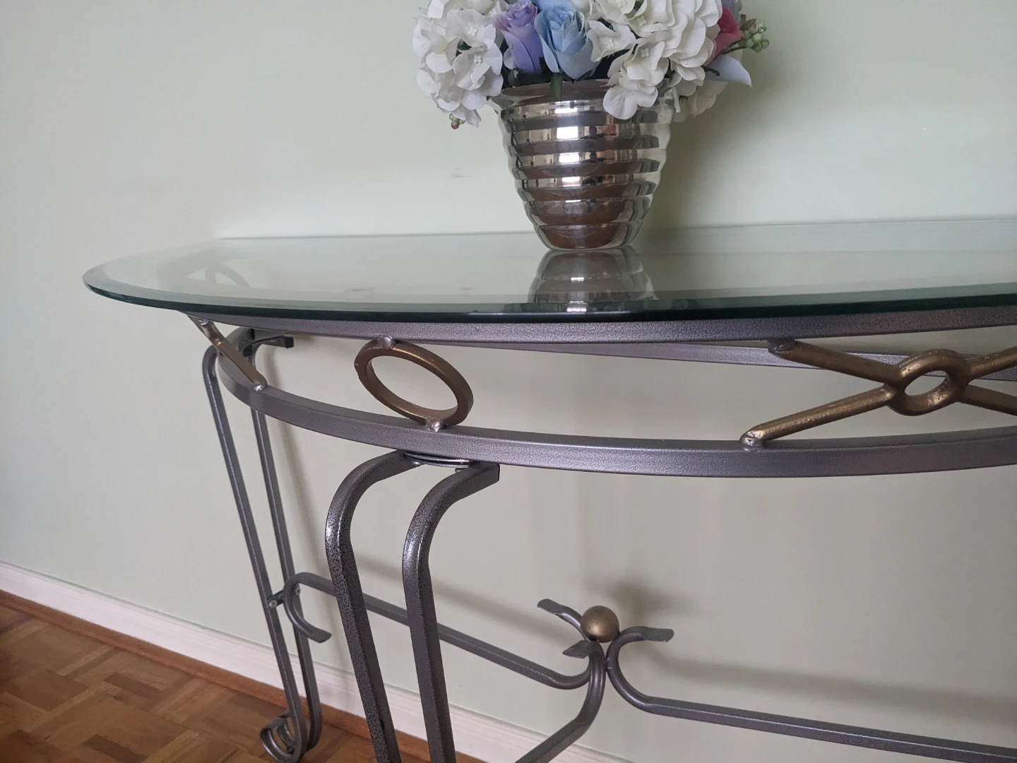Glass Top Console Table with Metal Base - photo 3