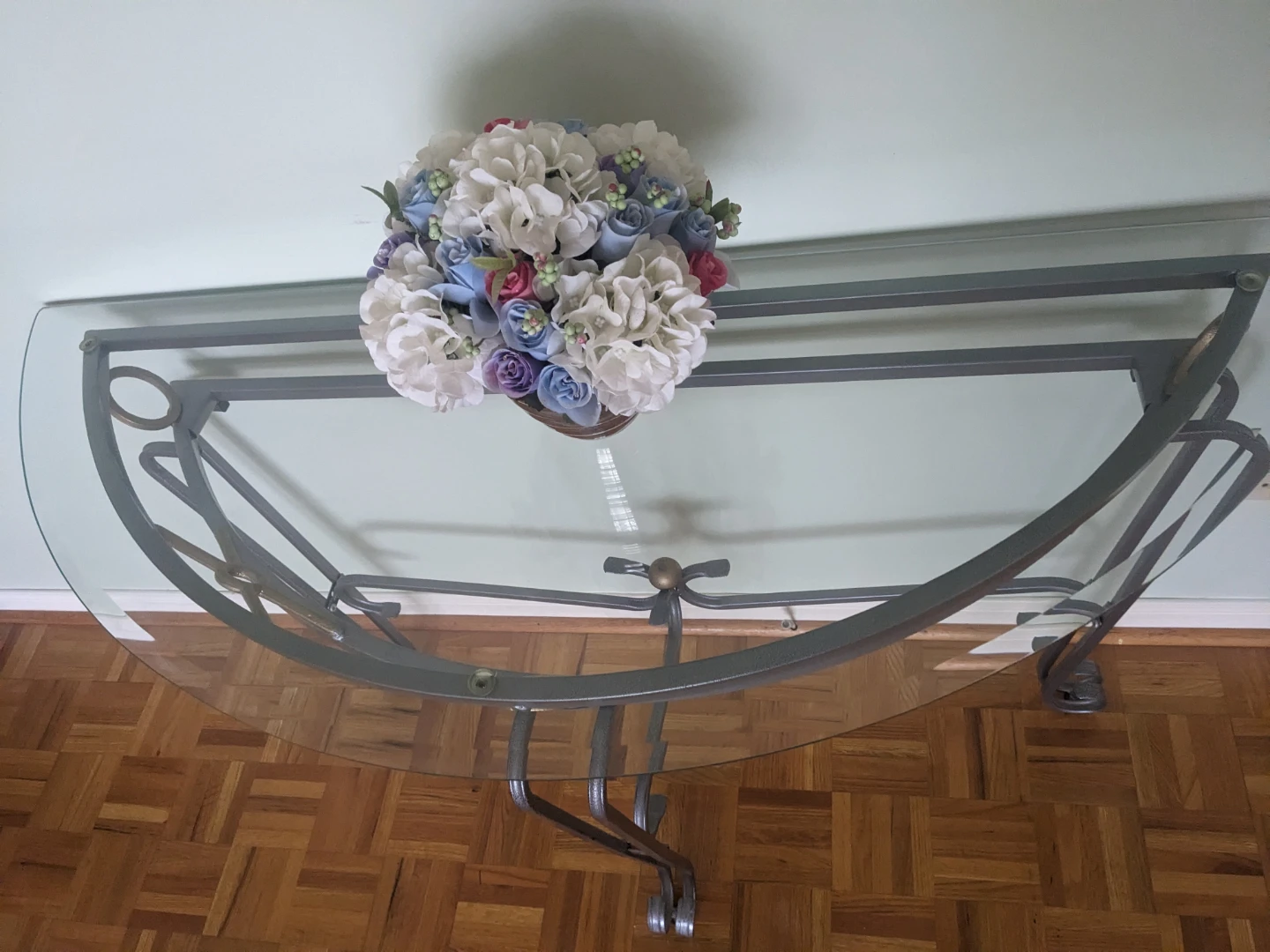 Glass Top Console Table with Metal Base - photo 4