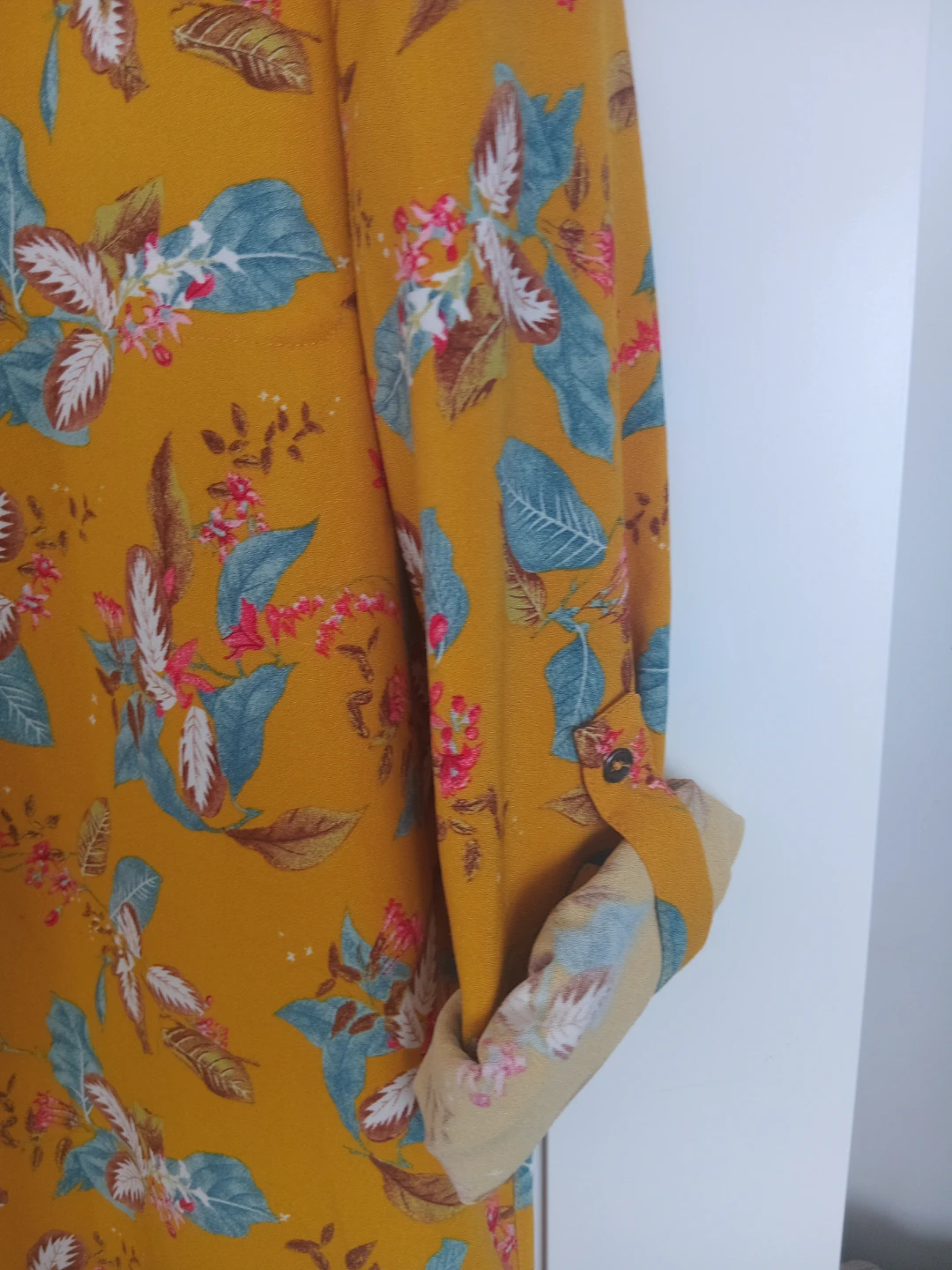 Women's Yellow Floral Print Shirt Dress - photo 2