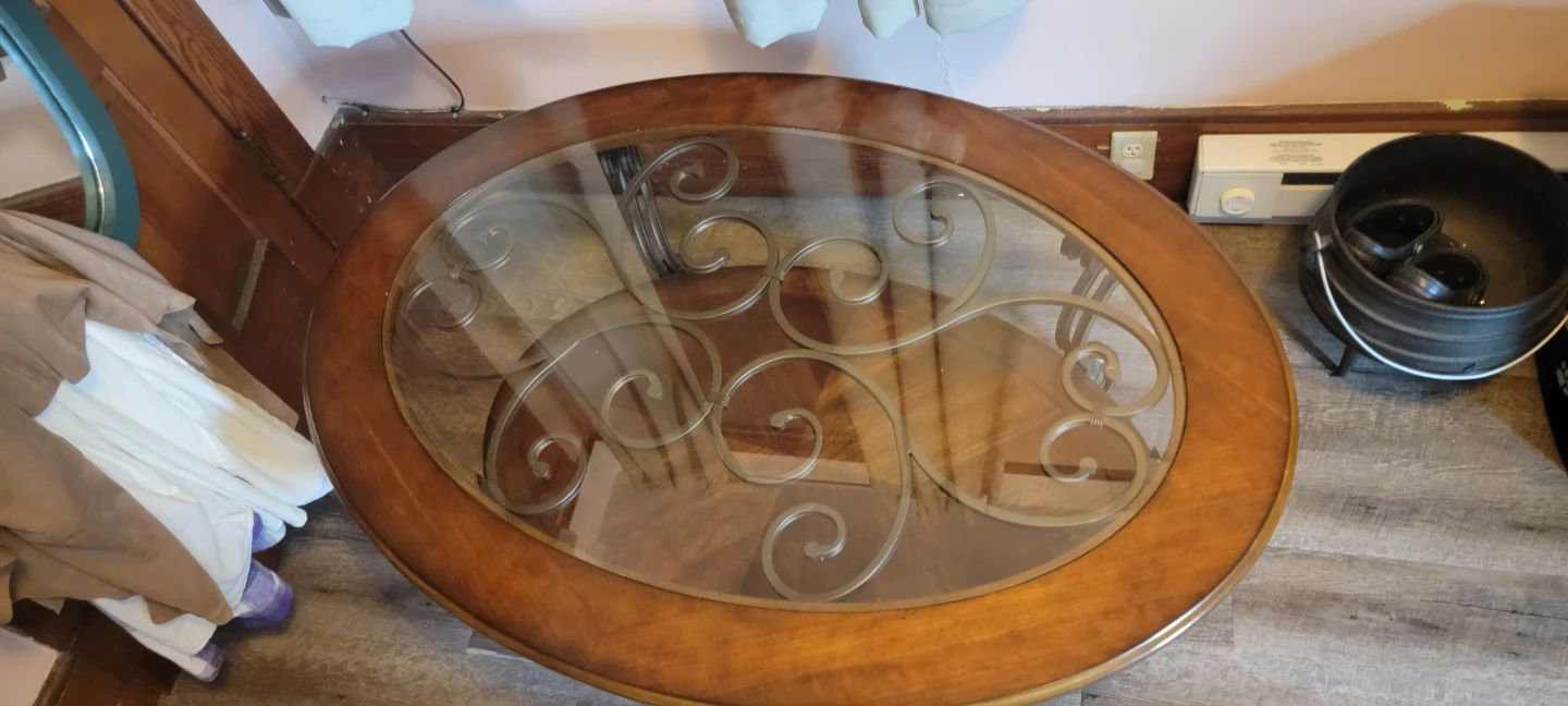 Oval Coffee Table with Glass Top