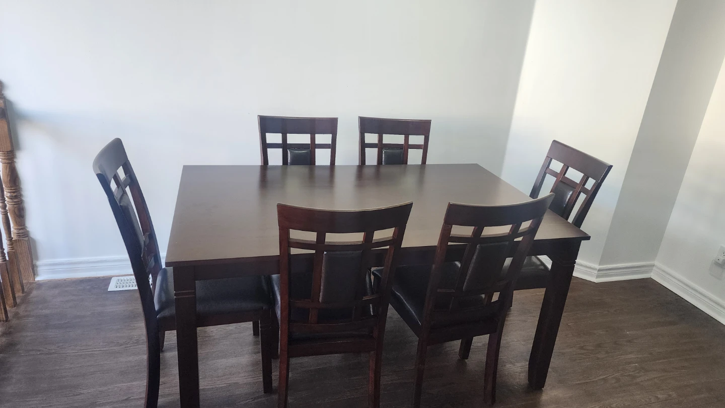 Dining table hardwood with 6 chairs