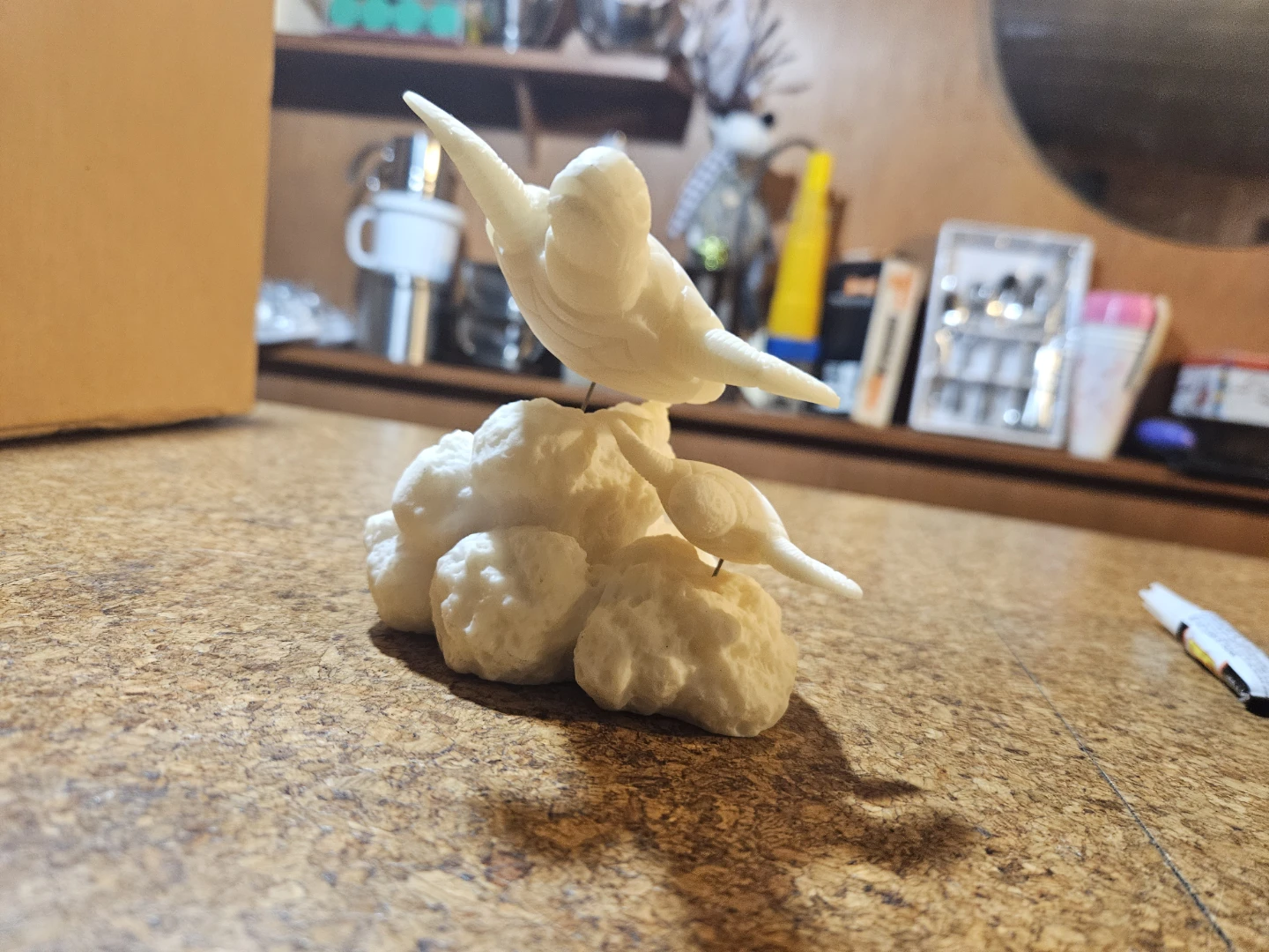 White Bird and Turtle Figurines on Cloud - photo 3