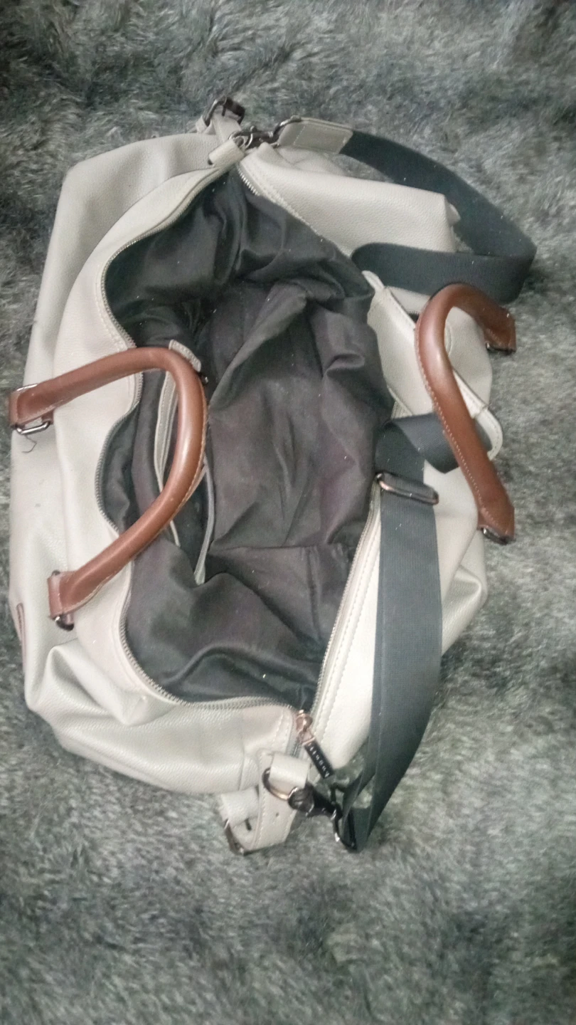 Bugatti Light Grey Faux Leather Tote Bag with Brown Handles