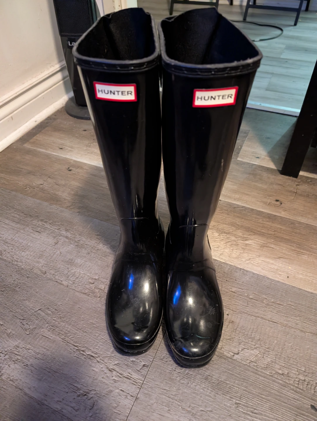 Hunter Black Tall Rubber Rain Boots