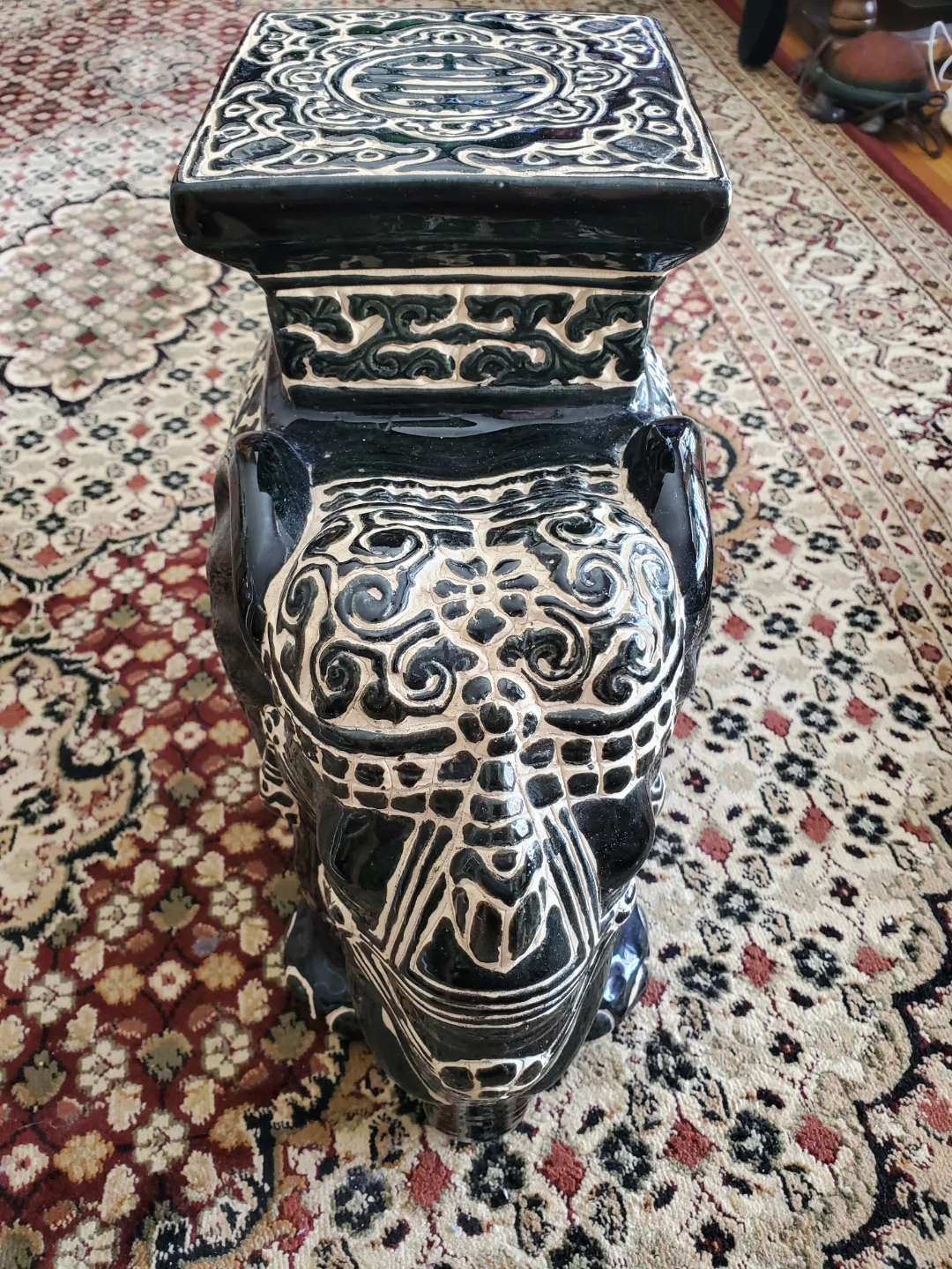 Black Elephant Garden Stool - photo 2