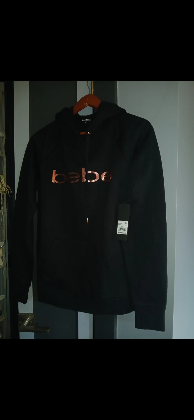 Bebe Black Hoodie with Rose Gold Logo 🌱