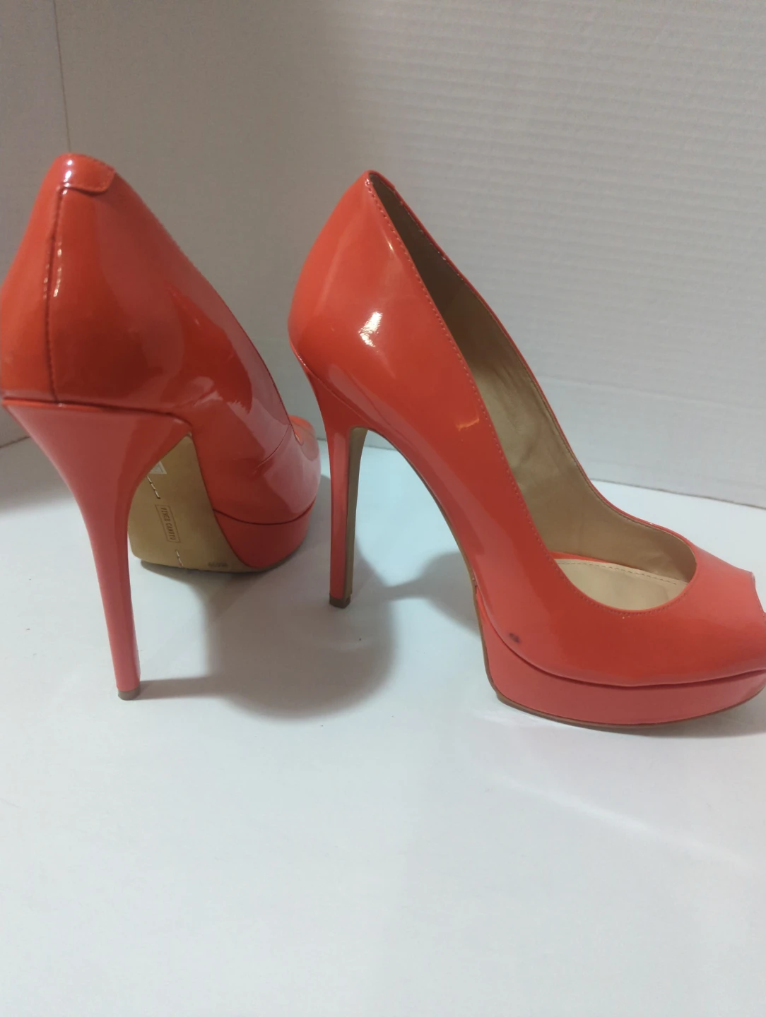 Vince Camuto Peep Toe Heels - Coral Patent - photo 4