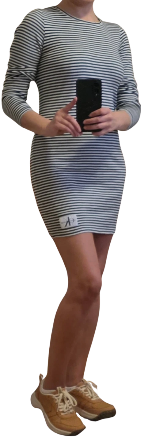 Calvin Klein Striped Long Sleeve Dress