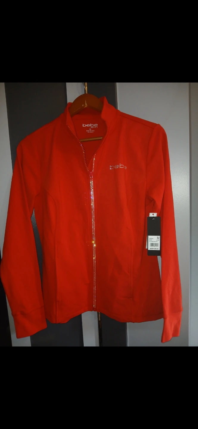 Bebe Sport Orange Zip-Up Jacket Size M🌱