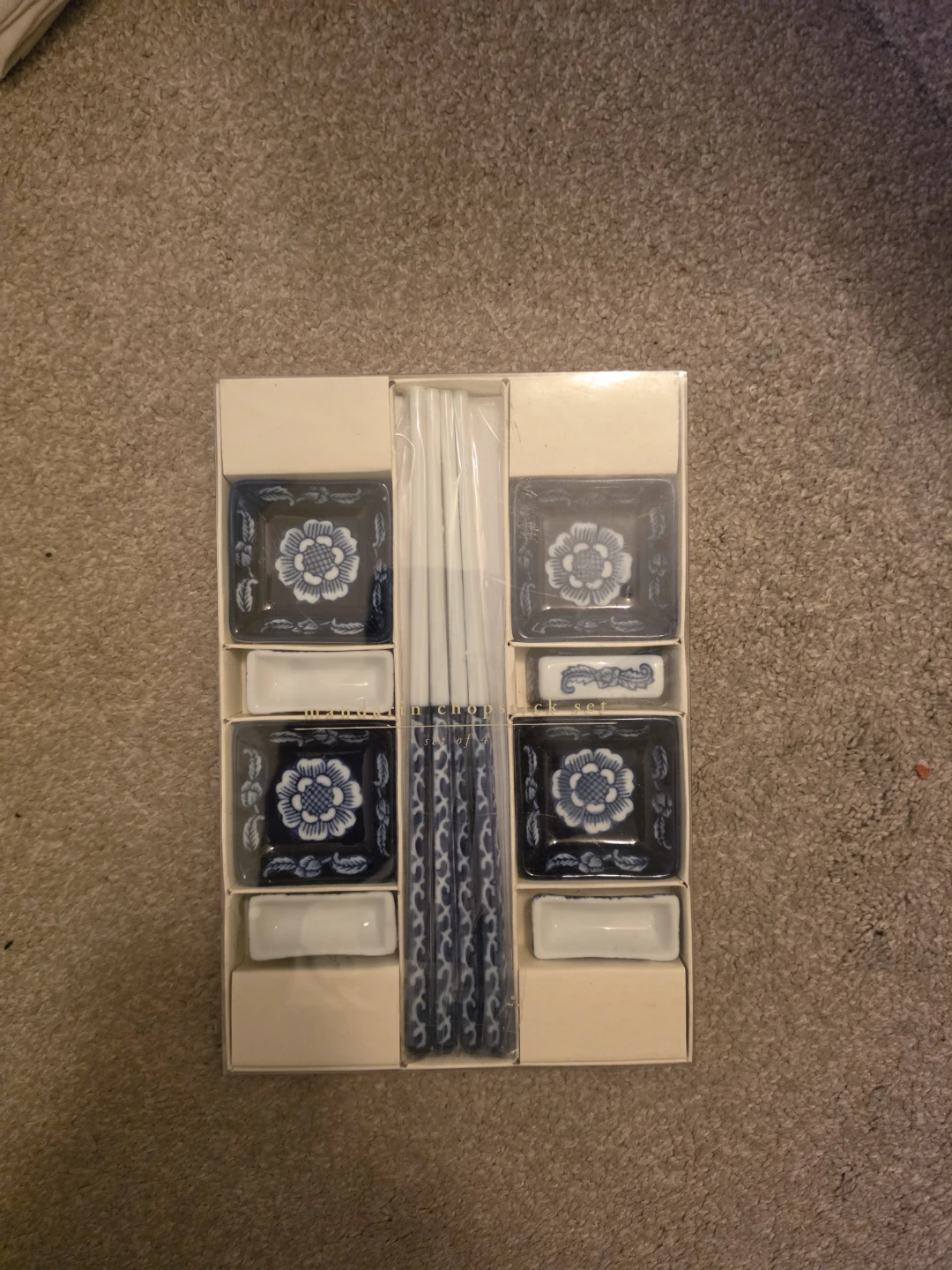 Blue Floral Chopstick and Dipping Dish Set