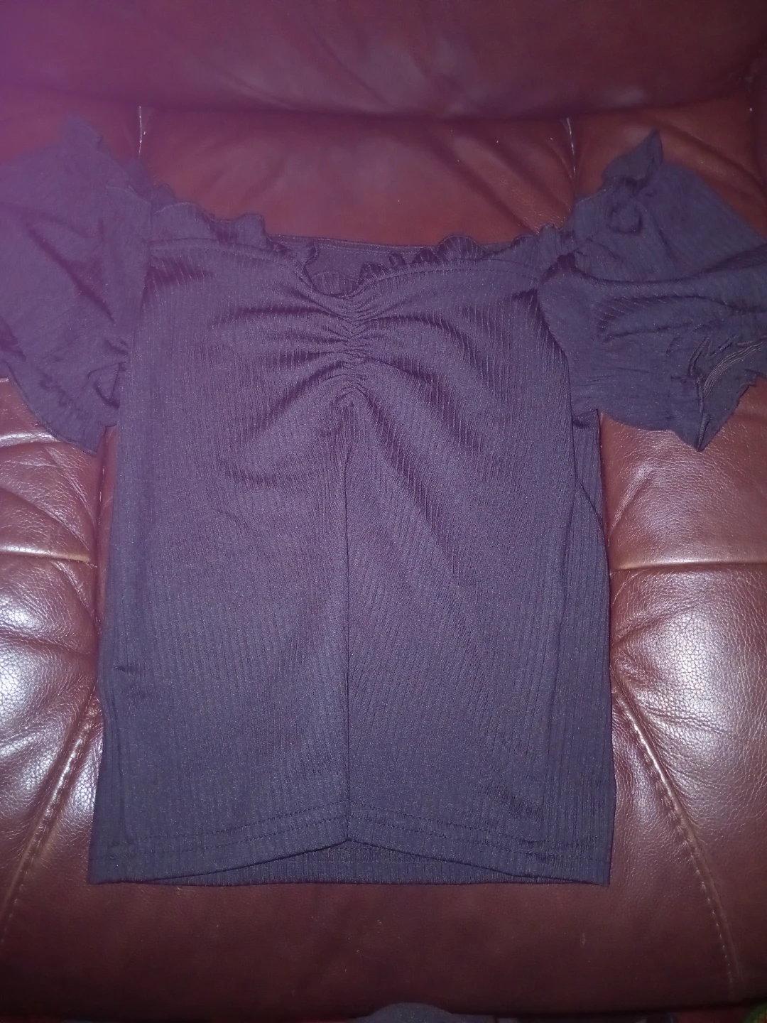 Dazy Black Off-the-Shoulder Puff Sleeve Top - Size M