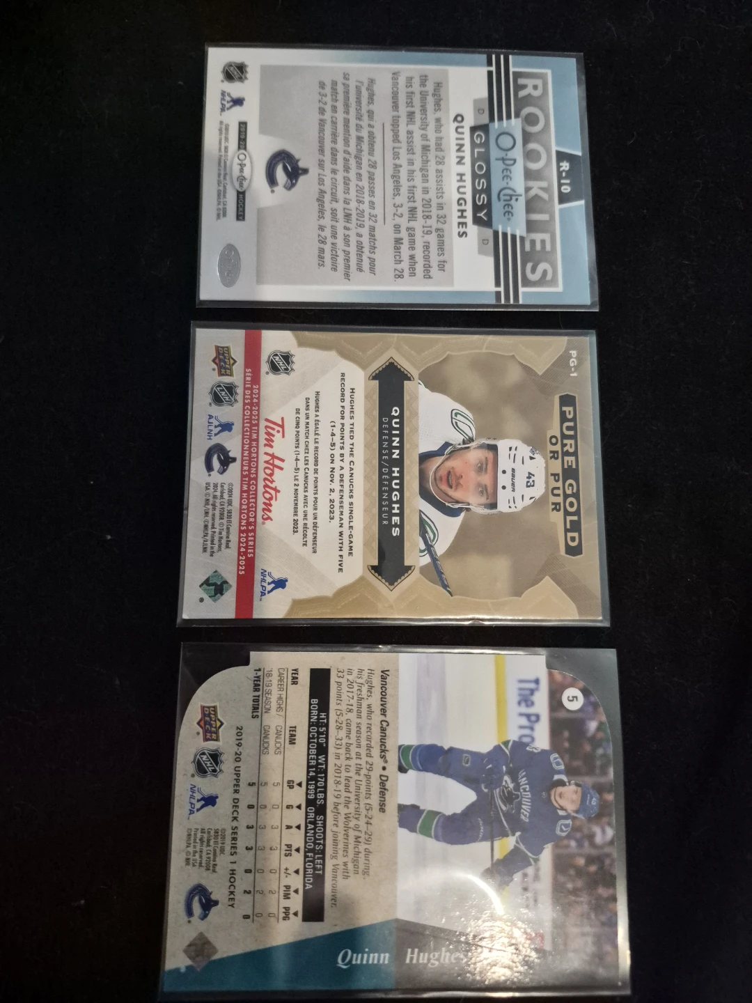 3x Quinn Hughes Hockey Cards - buy individual or togther for $8 - photo 2