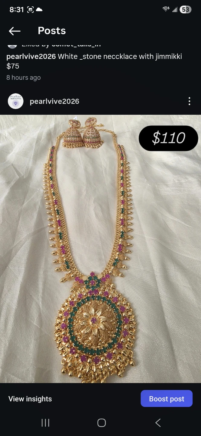 White Stone Necklace with Jimmikki Earrings