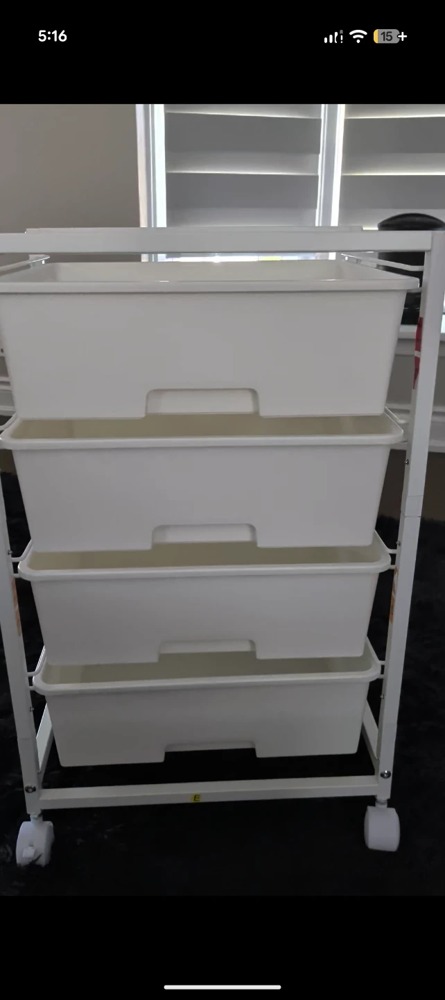 White 4-Drawer Rolling Storage Cart