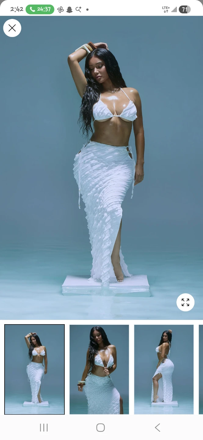 White Ruched Maxi Skirt