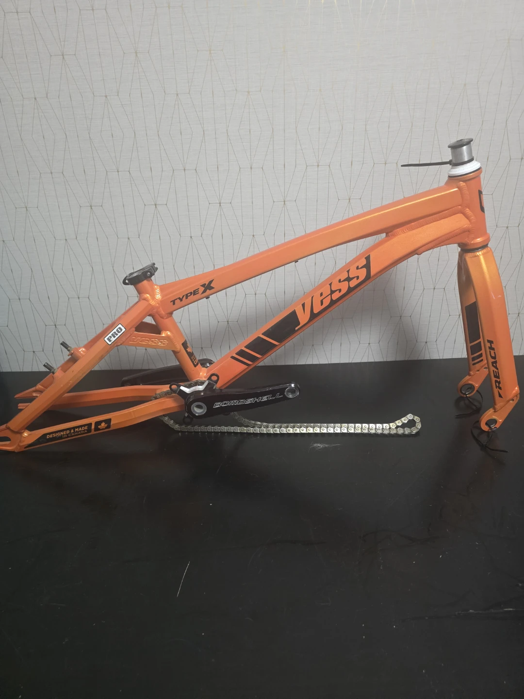 Yess BMX Pro Type X BMX Race Orange Bike Frame with Forks