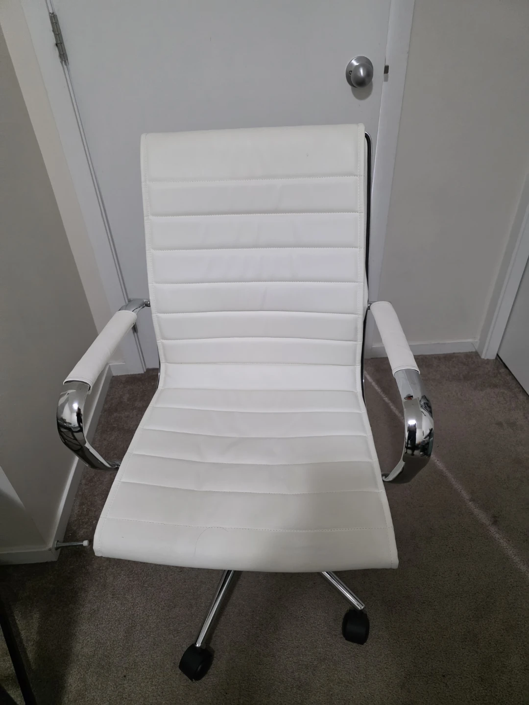 White Faux Leather Office Chair