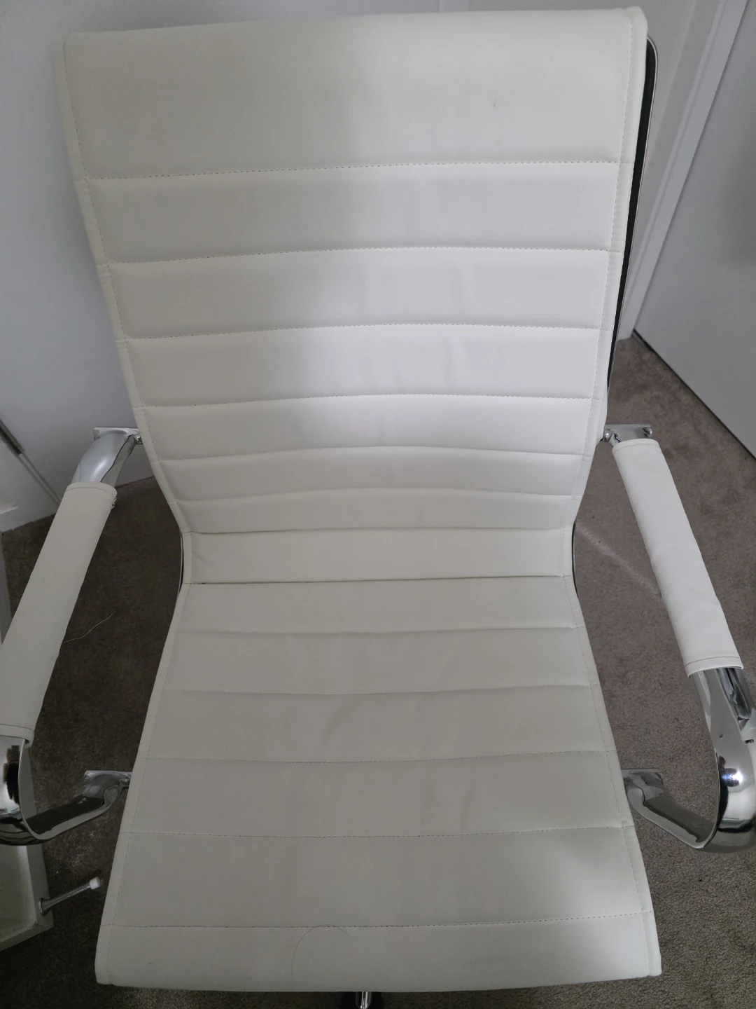 White Faux Leather Office Chair - photo 3